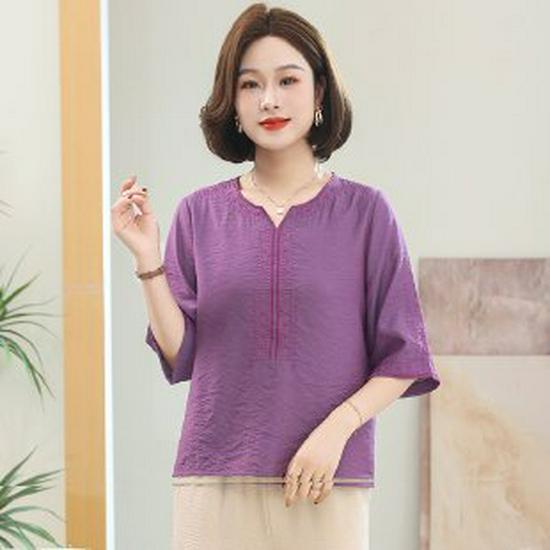 

Stylish Age-Reducing Spring/Summer Tops for Middle-Aged Women - Lightweight Base Layer T-shirt 4XL