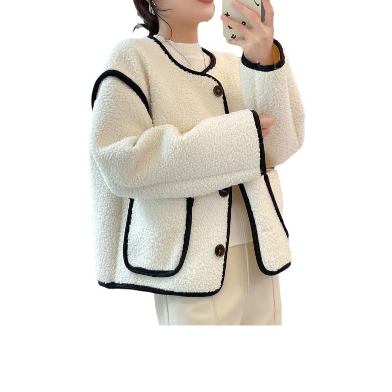 Lamb Wool Coat Women's Autumn and Winter New Cardigan Lamb Wool Loose Thickened Fur Integrated Top