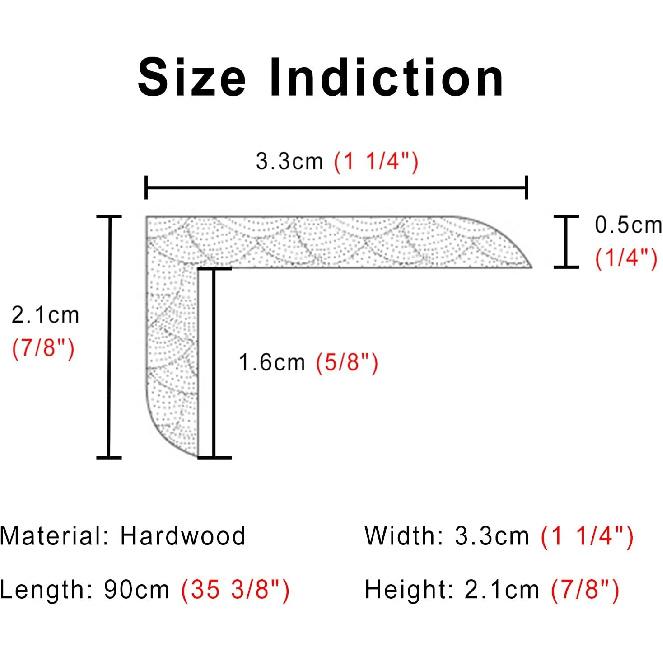 Hardwood Safety Stair Step Transition Strip, L-Shaped Traditional Wood Edge Reducer, Eco-Friendly Edge Trim Strip, Edge Protection Decoration