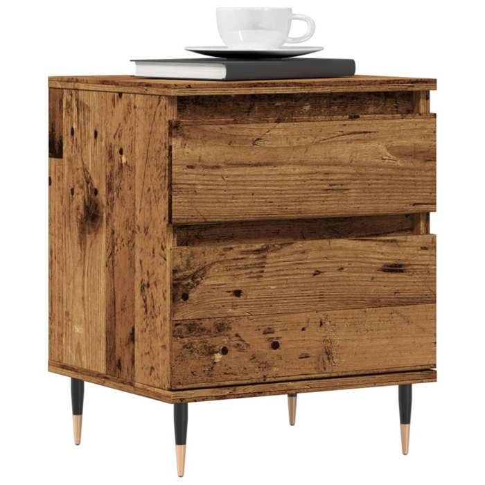 VidaXL Tables de chevet 2 pcs vieux bois 40x35x50 cm bois d’ingénierie, meuble de chevet, table d'appoint, armoire de lit, 857397