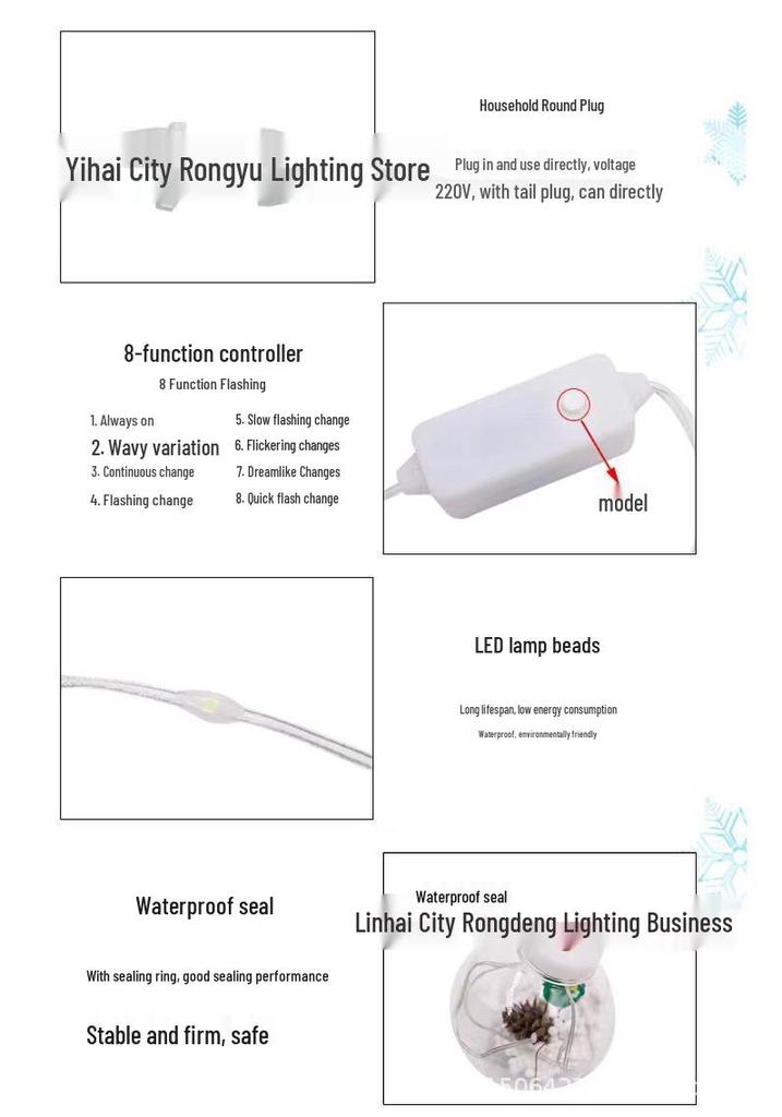 LED Christmas Wish Ball Curtain Lights - Snowman & Tree Festival Decor