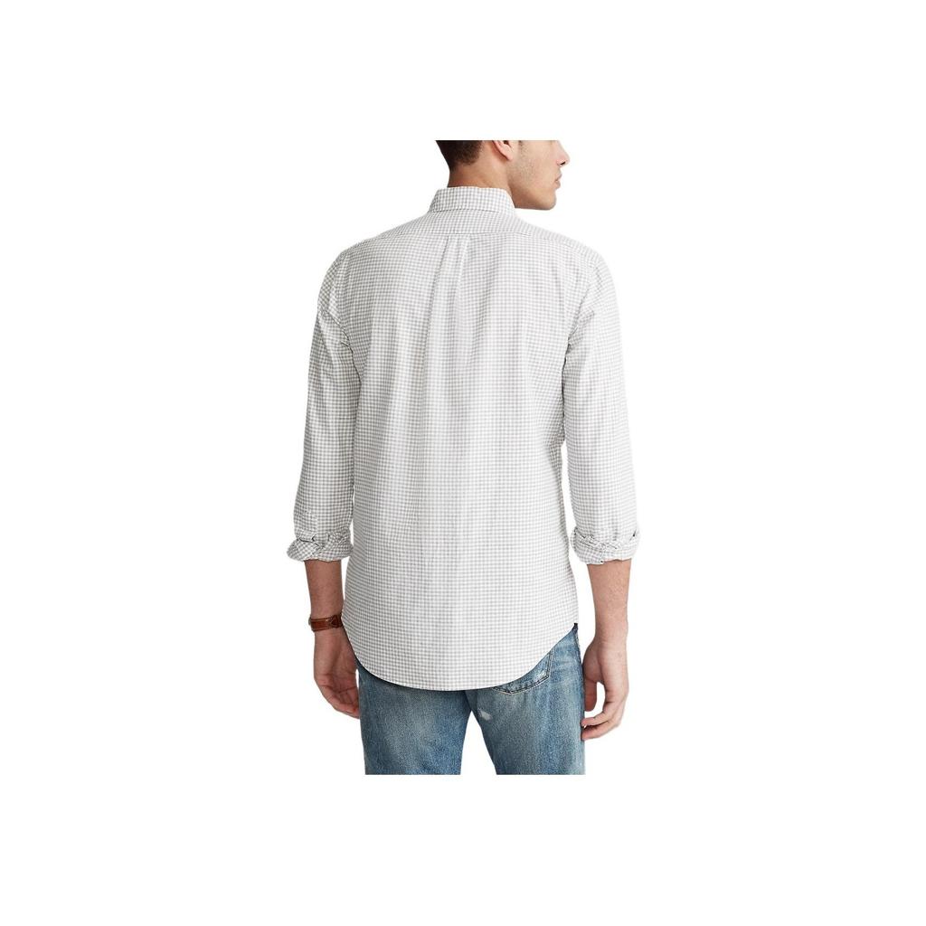 Polo Ralph Lauren Pony Embroidered Plaid Single-Breasted Long Sleeve Shirt Men Shirts Light-Gray 710823145-002