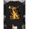 Maglietta Vintage Divertente Chihuahua che Ulula alla Luna per Uomo e Donna - Manica con Stampa Chihuahua Retro, Maglietta Girocollo Casual Streetwear per, Macchina