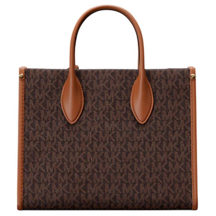 Michael Kors Mirella Signature Logo Potahovaná plátěná taška Tote Dámské tašky Tote Hnědá 35R5G7ZT1B-BROWN