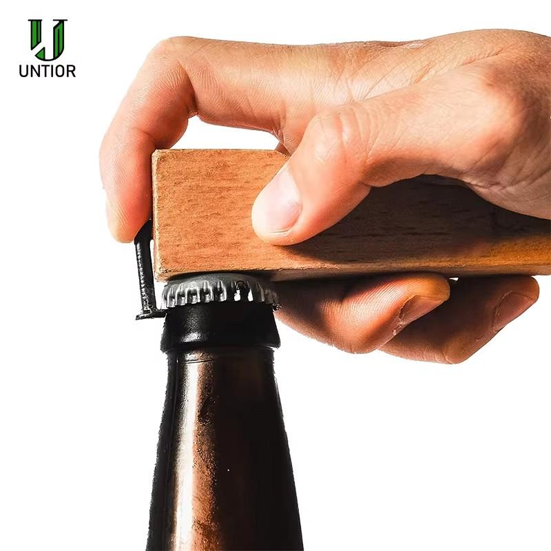 Creative Beer Bottle Opener Solid Wood Nail Magnetic Cap Opener Ergonomic Handle Wine Opener For Kitchen Accessories