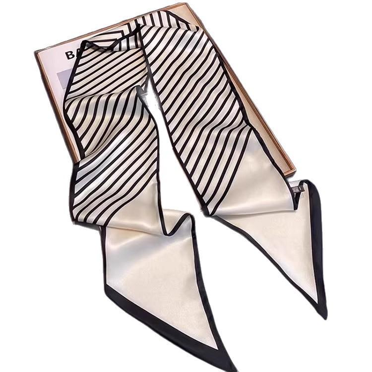 2025 Women's High-End Temperamental Striped Silk Neck Scarf – Stylish Long Neckband to Pair with Shirts