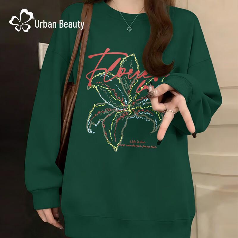 Женский свитшот с цветочным принтом и круглым вырезом L