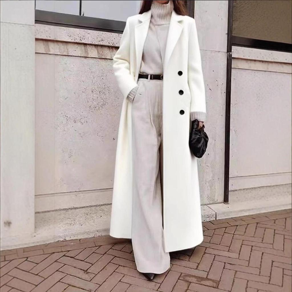 2025 Autumn Winter Women's Casual Long Woolen Coat - Cross-border European & American Style