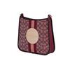 COACH Dempsey 27 classic old flower jacquard zipper closure logo patch fabric with cow leather crossbody bag large size women's red brown