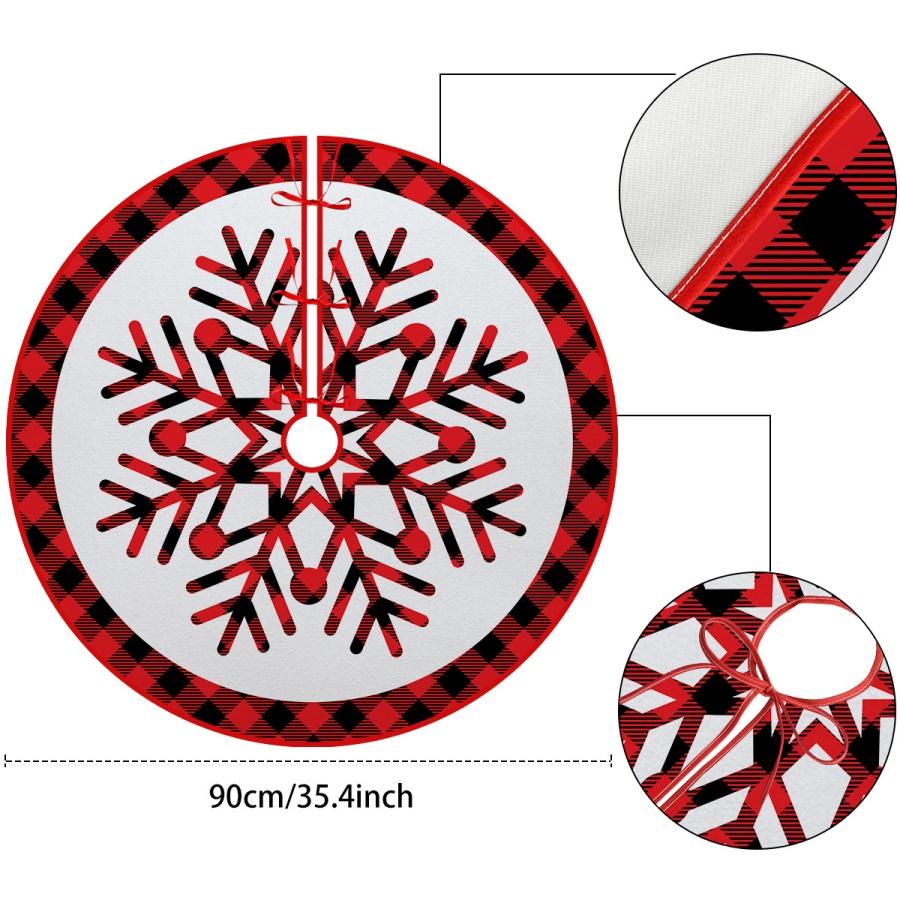 

1 шт. Юбка для рождественской елки Снежинка Красно-черно-белая клетка Рождественский ковер Украшение Торговый центр Витрина Юбка для основания рождественской елки Декора