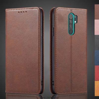 Étui en cuir à attraction magnétique pour Xiaomi Redmi 9