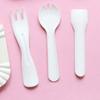 100Pcs White Disposable Spoon Fork Eco-Friendly Dessert Cake Scoop Ice Cream Spoons  Commercial