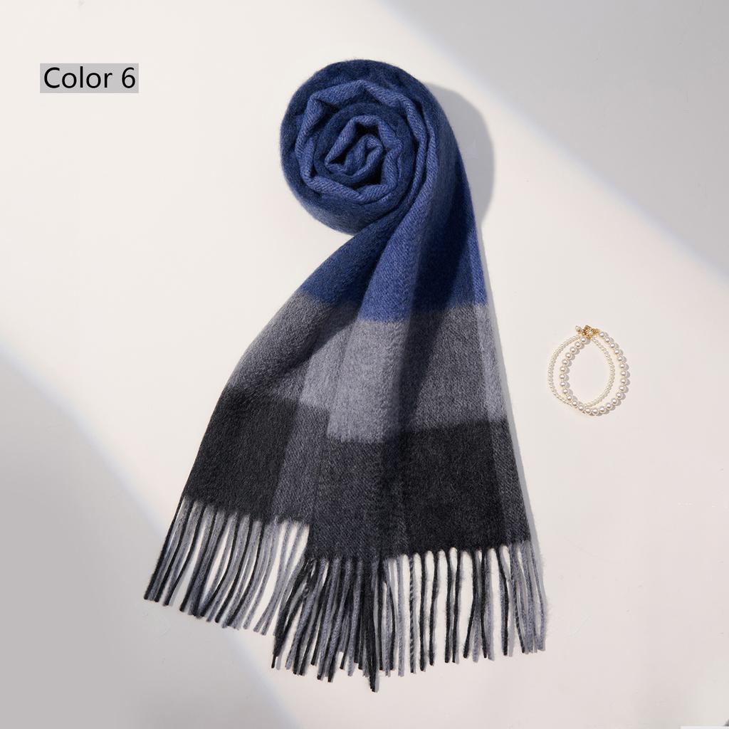 Winter 100% Cashmere Scarf Men Warmer Shawls And Wraps Echarpe Pashmina Blue Plaid Scarves Male