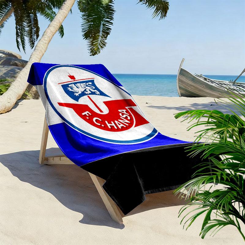 Asciugamano da Spiaggia Stampato FC Hansa Rostock, Asciugamano Grande Morbido Asciugatura Rapida per Spiaggia Campeggio Nuoto
