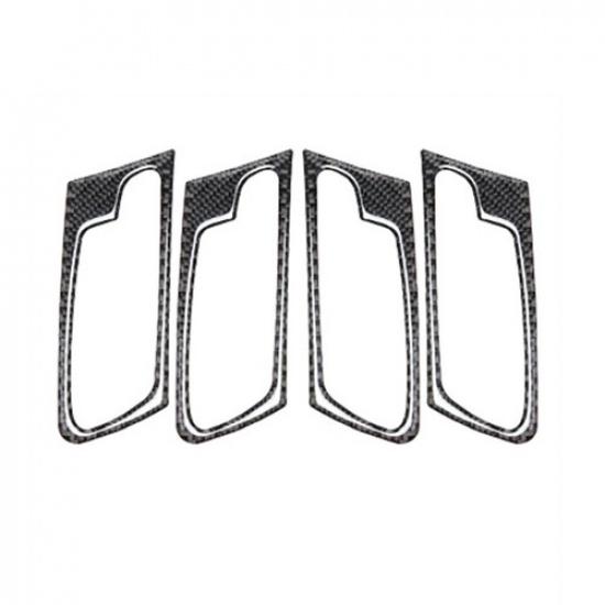 Set Carbon Fiber +Rubber Car Door Handle Bowl Cover Sticker For BMW X6 E71 09-14