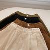 Short Autumn and Winter Casual Pants for Women High Waisted and Slim Hong Kong Style Corduroy Loose Wide Leg Shorts