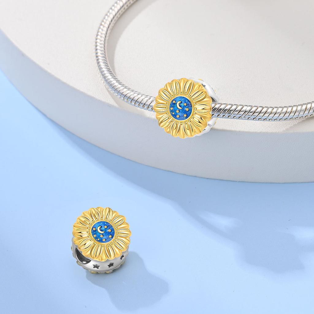 Copper Bouquet Romantic Flower Sunflower Chrysanthemum Charm Beads Suitable Original Bracelet Diy Gifts Jewelry