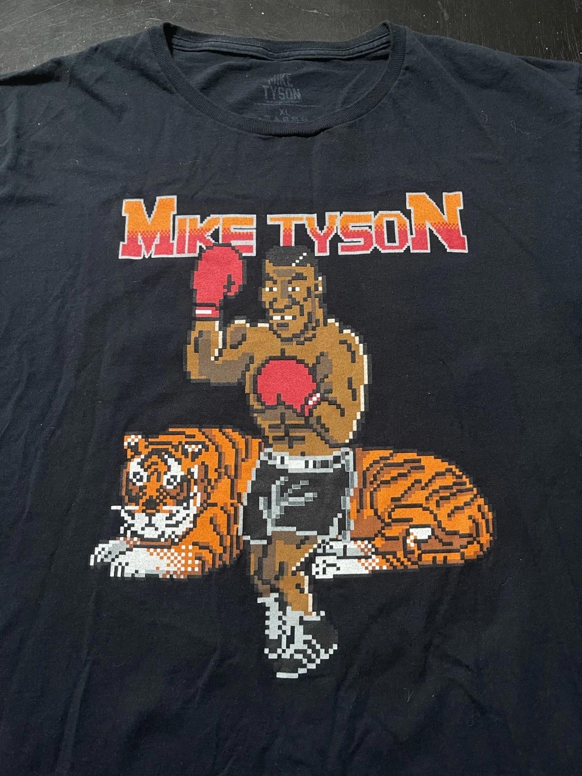 Official Mike Tyson & Tiger 8-Bit T-Shirt, Black, Size: XL L