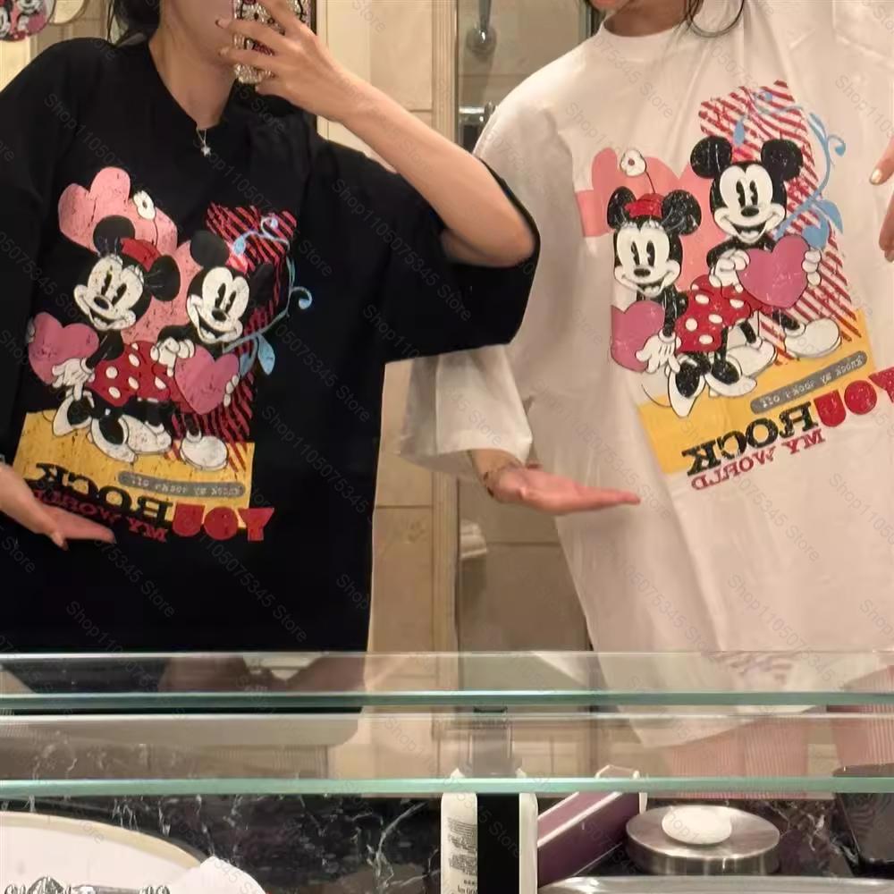 Cartoon Printed Short Sleeve TShirt Loose Fashion Simple Versatile Casual Crew Neck Skinny OversizeTop Women