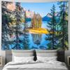 Natures Beauty Tranquil Lake and Majestic Mountain Landscape Decorative Tapestry