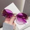 New European and American retro oval small frame sunglasses fashion metal trend sunglasses versatile sunshade sunscreen