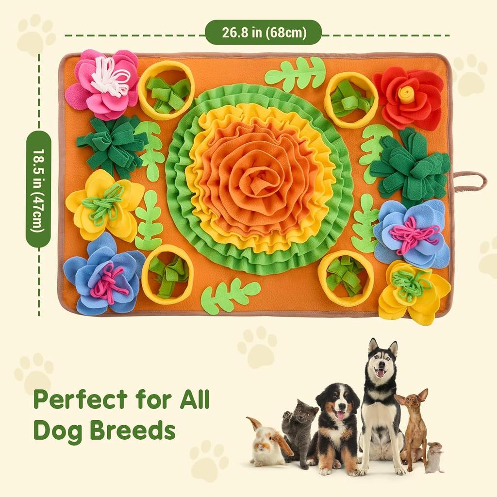 Avont Snuffle Mat for Dogs, Sniff Activity Interactive Sniffing Feeding Puzzle Slow Feeder for Puppies Cats Pets, Stress Relief Foraging Skills Brain
