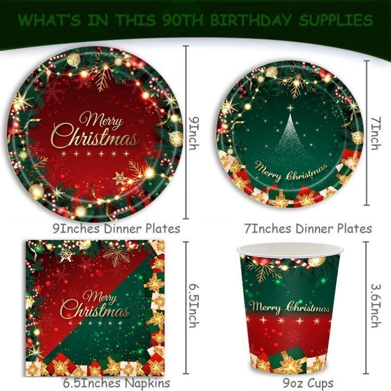 Christmas Scene Decoration and Arrangement, Disposable Paper Cups, Tablecloths, Party Sets, Children's Festival Decoration Supplies