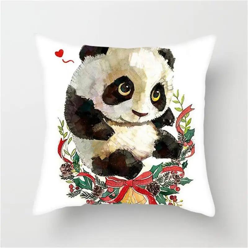 Cute Panda Print Pillowcase Home Bedroom Living Room Sofa Cushion Cover 45X45Cm Peach Skin Pillowcase Gift