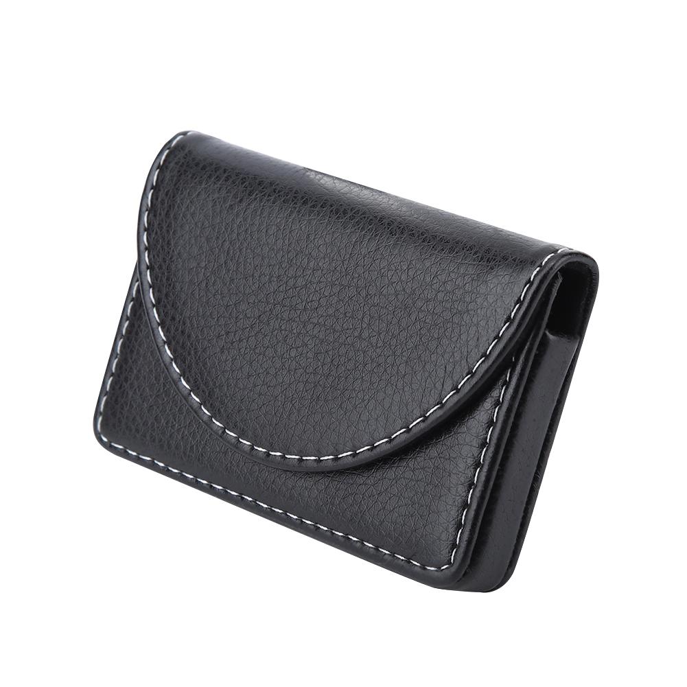 Portable Leather Business Name Card Holder Case Wallet Credit Card Holder Case(Black)