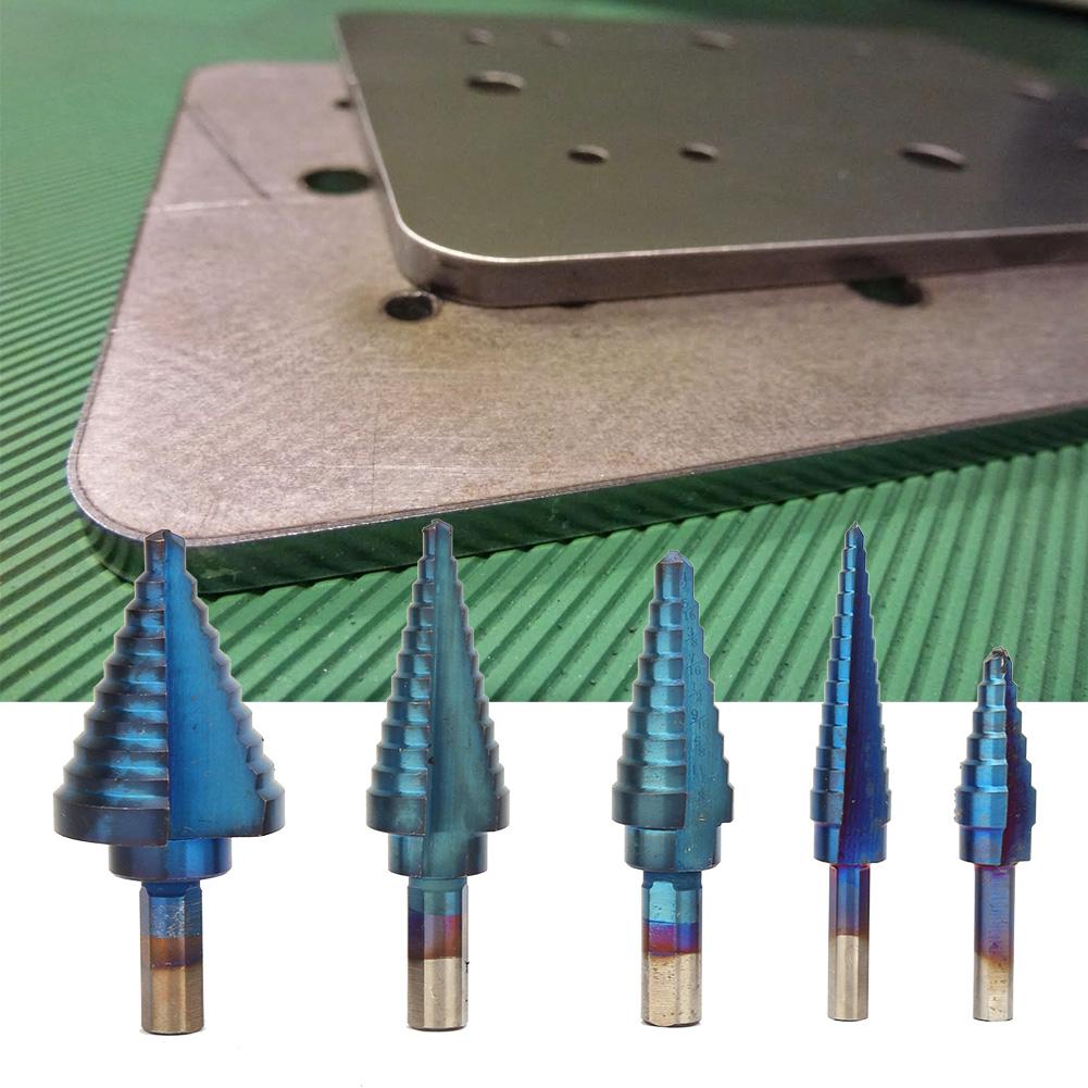 Набор из 5 сверл HSS с английским треугольным хвостовиком и ступенчатым сверлом, конических сверл