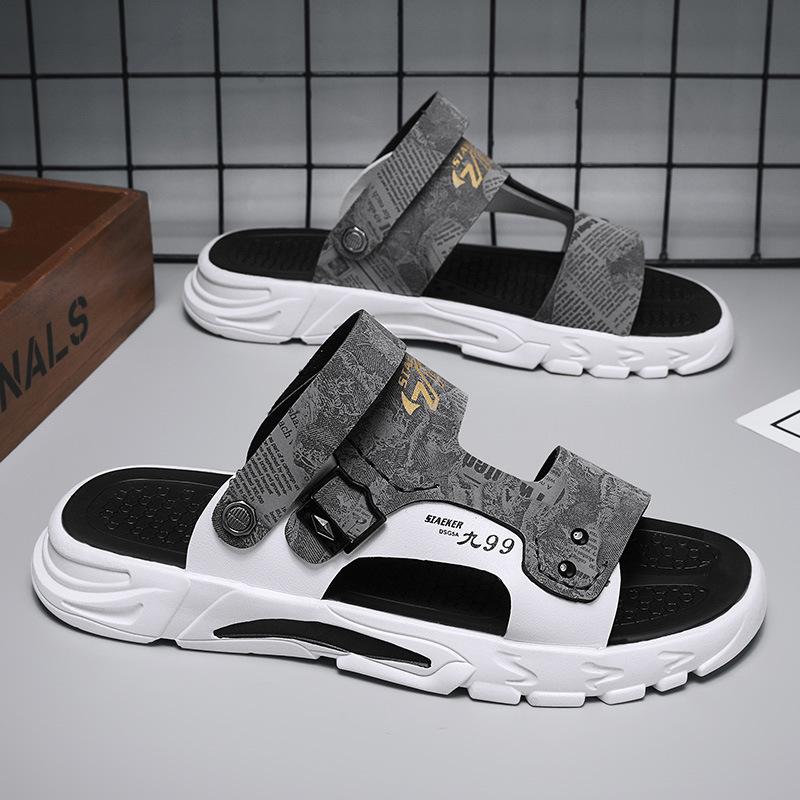 

Сандалии мужские верхняя одежда 2024 новые летние популярные двойного назначения нескользящие зимние виды спорта вождение пляжные классные тапочки прилив 39