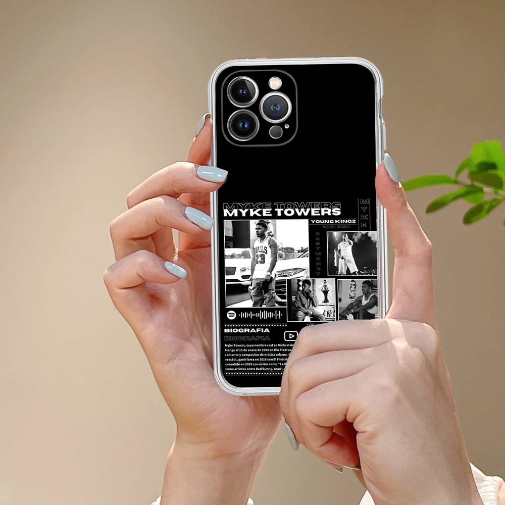 

Myke Towers Rapper Transparent Phone Case For IPhone 17 Air 16 Pro Max 15 14 13 12 11Plus Shockproof Cover iPhone 11