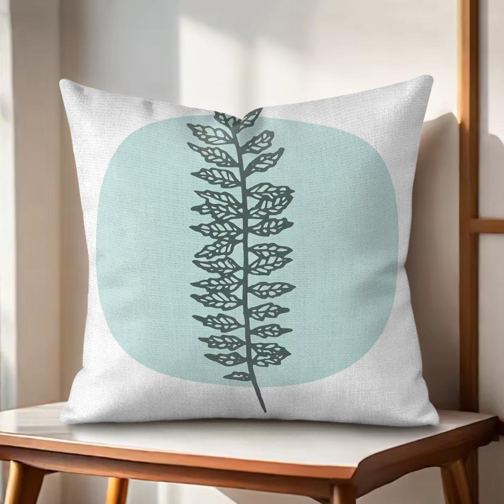Simple Plant Cushion Cover Natural Linen Organic Fabric DoubleSided Printing Couch Pillow Covers Home Decor