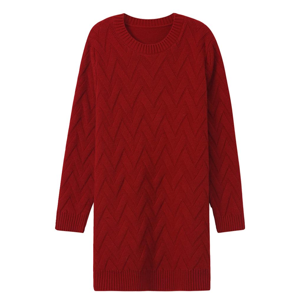 Women's Mid-length Sweater Loose Korean Style Large Size Pullover Outer Wear Pure Color Casual Long-sleeved Knitted Shirt