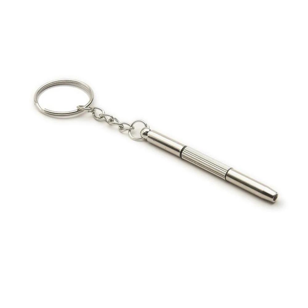 Mini 3in1 Screwdriver Tool With Flat Cross Star Nut Drivers For Eyeglass Watch And Phone Repair With Keychain For Easy Carry