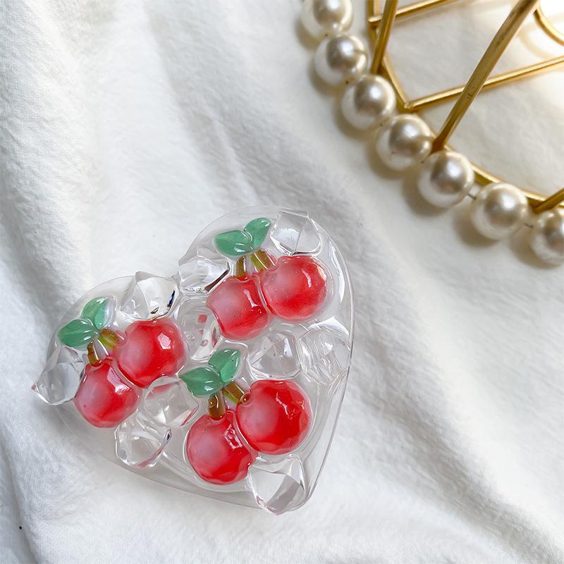 Mobile Phone Airbag Holder Summer Ice Cube Fruit Strawberry Peach Girl Feeling Paste Retractable Desktop Support