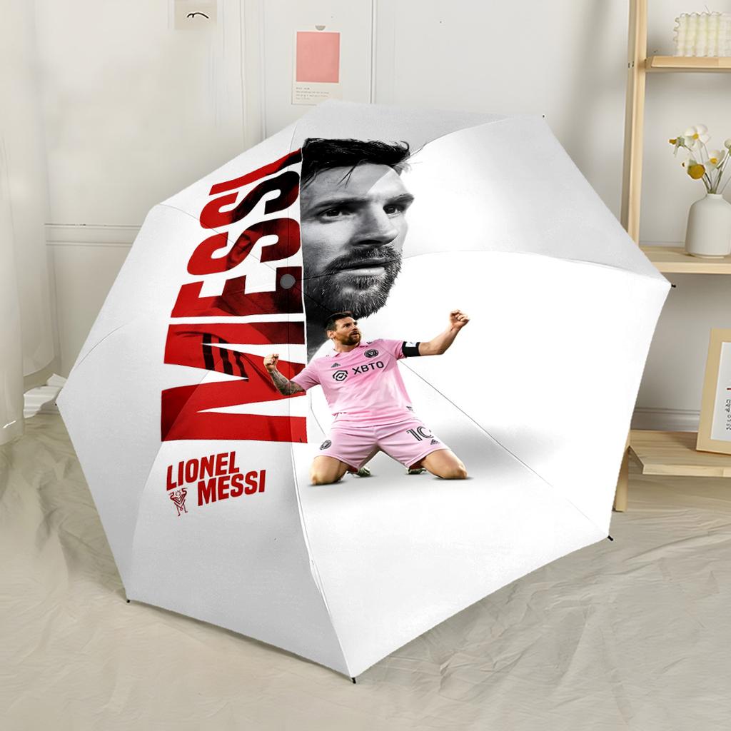 Messi's Colorful Logo Compact Travel Automatic Umbrella Sturdy 8-Rib Shaft Compact Design Durable Everyday Carry Umbrella Fashion Lovers