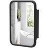 Bathroom Wall Cabinet with Tempered Mirror Metal Bathroom Mirror Cabinet with 3 Shelves Black