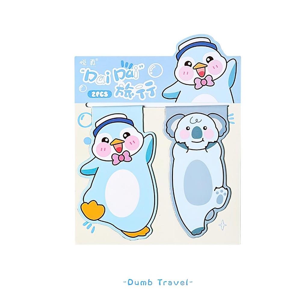 2pcs/Set Cub Adventure Magnetic Bookmarks Cartoon Animal Print Kawaii Mini Page Clips Marker Holder for Reading Books