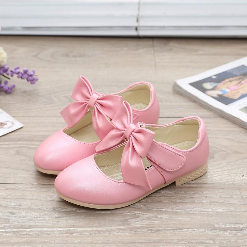 White Shoes Girls Korean Girls Shoes White PU Leather Shoes Bow Girls Children Princess Shoes Single Shoes Performance Shoes