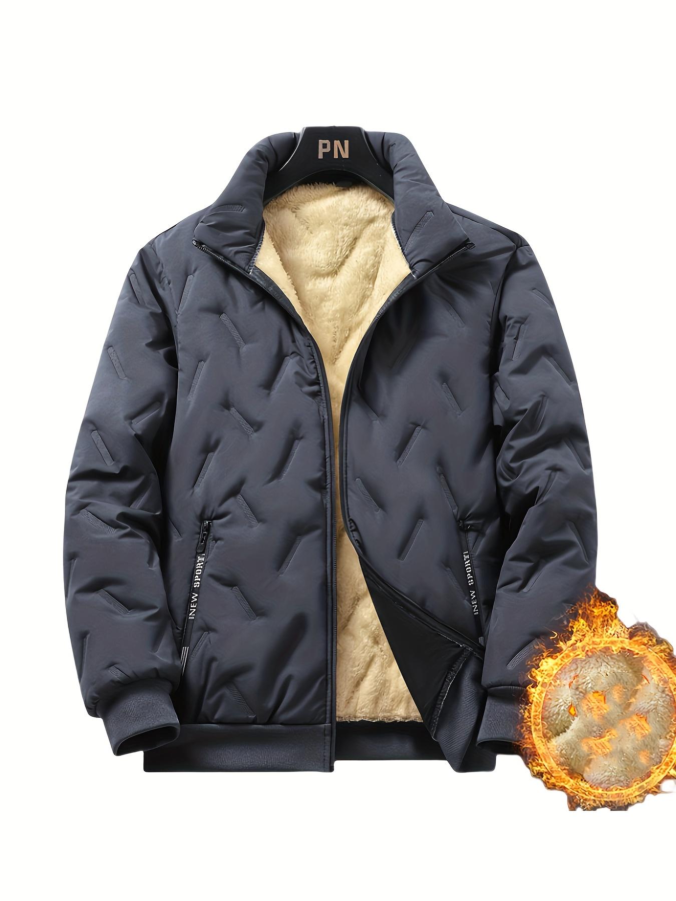 

Мужская зимняя куртка с флисовой подкладкой - повседневный воротник-стойка, плотная и теплая верхняя одежда с карманами для катания на лыжах, рыбалки и повседневной носки 5XL серый