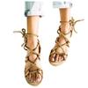 Women's Casual Flat Hemp Rope Lace-up Color Matching Large Size Roman Sandals