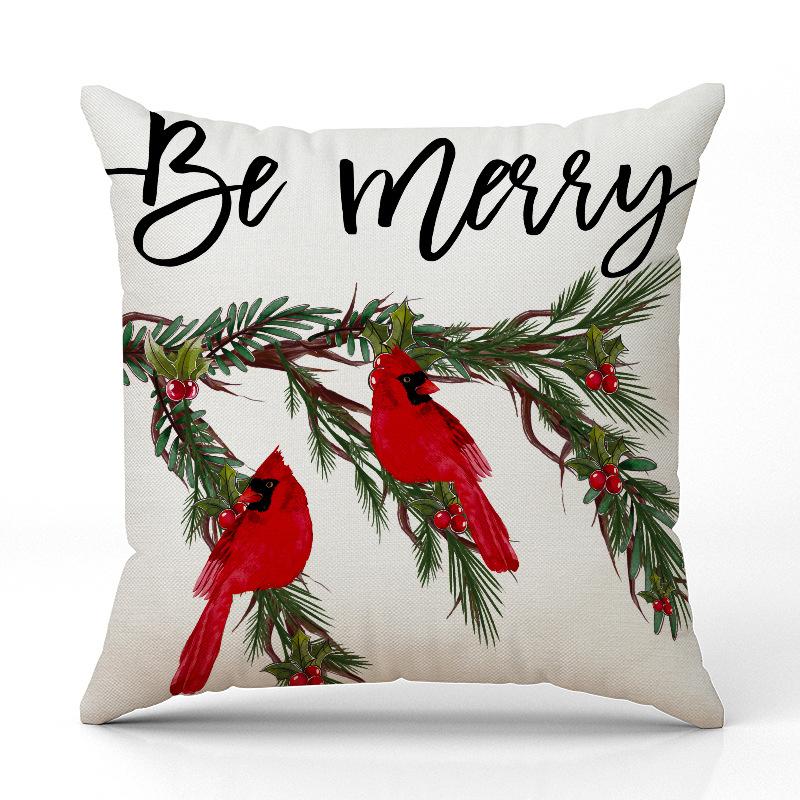 New Red Truck Christmas Pillowcase Linen Printed Pillowcase Festive Room Sofa Decoration Cushion Cover