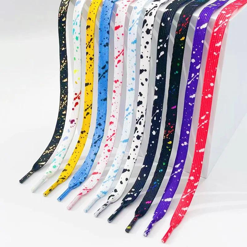 Shoelaces for Sneaker Flat Gilding Printing Ink Splatter Shoelace Colorful Splash Ink Hand-painted Basketball Shoe Laces for AF1