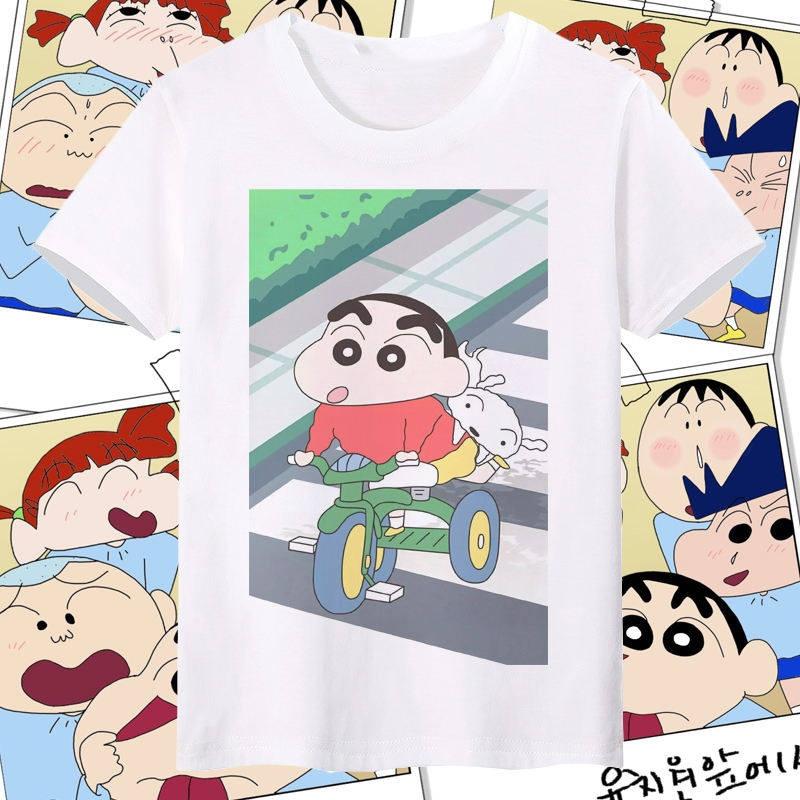 Crayon Shin Chan All Characters Print T Shirt Unisex Women Cute Cartoon Casual Short Sleeve Anime Tee Top