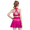 Girls Sleeveless Round Collar Letter Print Crisscross Straps Hollow Back Cheerleading Dance Dress