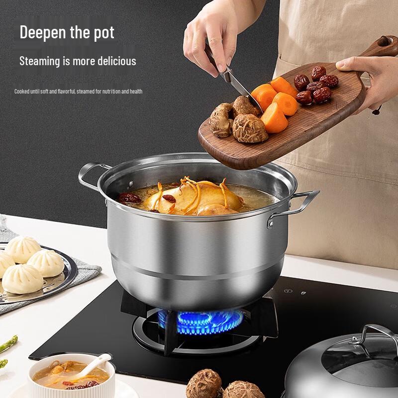 Longde 28cm Double-Layer Stainless Steel Steamer Pot