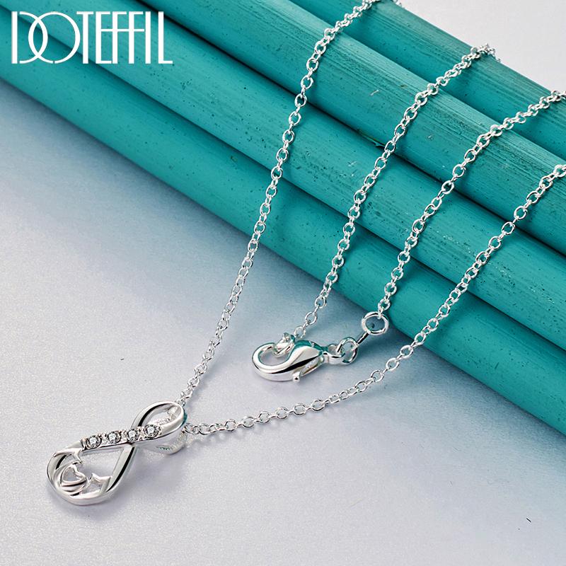 925 Sterling Silver Heart Shaped Zircon Pendant Necklace Wedding Fashion Jewelry