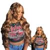 European & American Fashion: Highlighted Long Curly Lace Front Wig with Big Wave Style