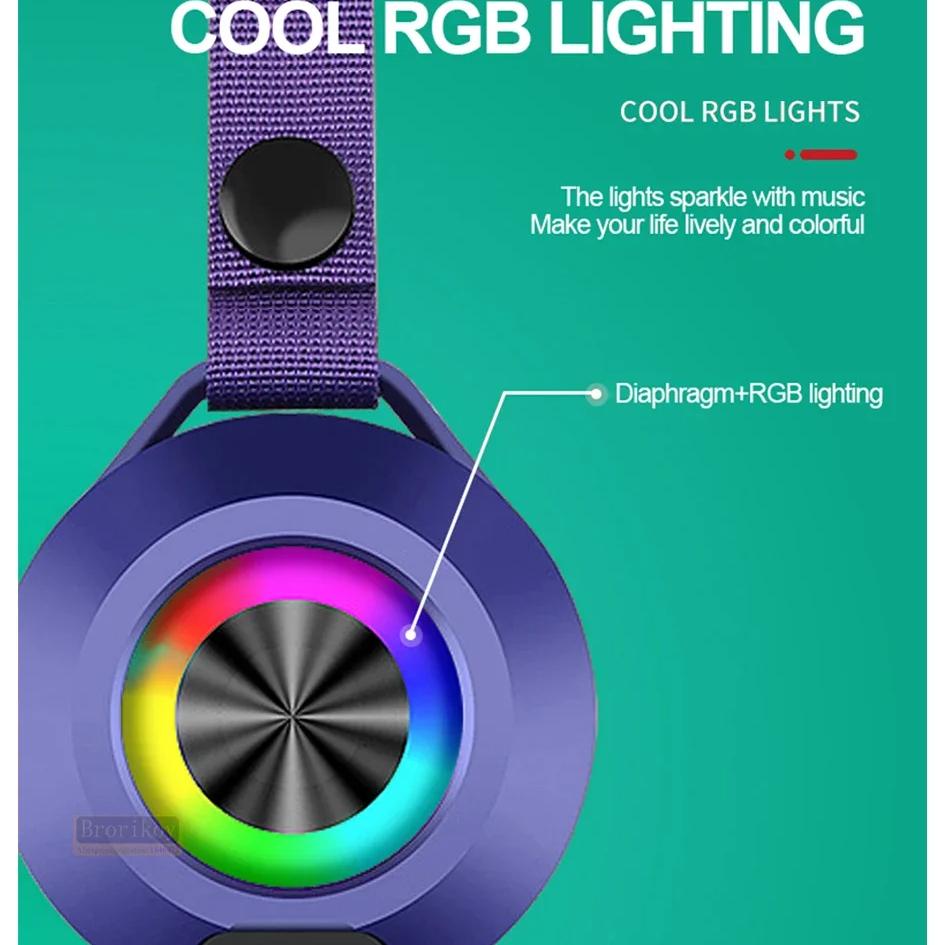 Wireless Bluetooth Speaker Sound Light Rhythm Subwoofer Stereo Music Center Hands-free Call Outdoors Waterproof Portable Mini Speakers